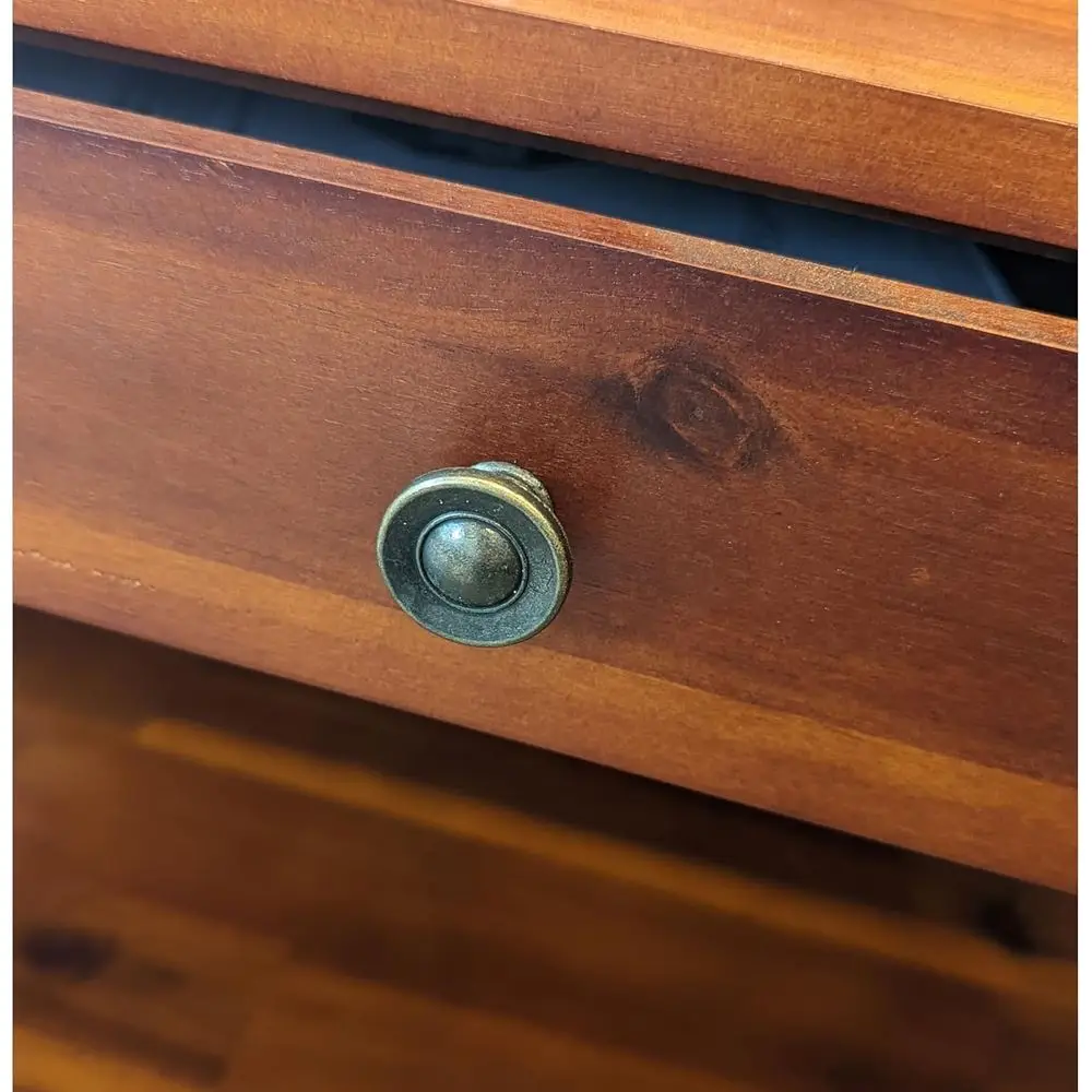 Acacia Solid Wood Coffee Table with Drawer and Bottom Shelf