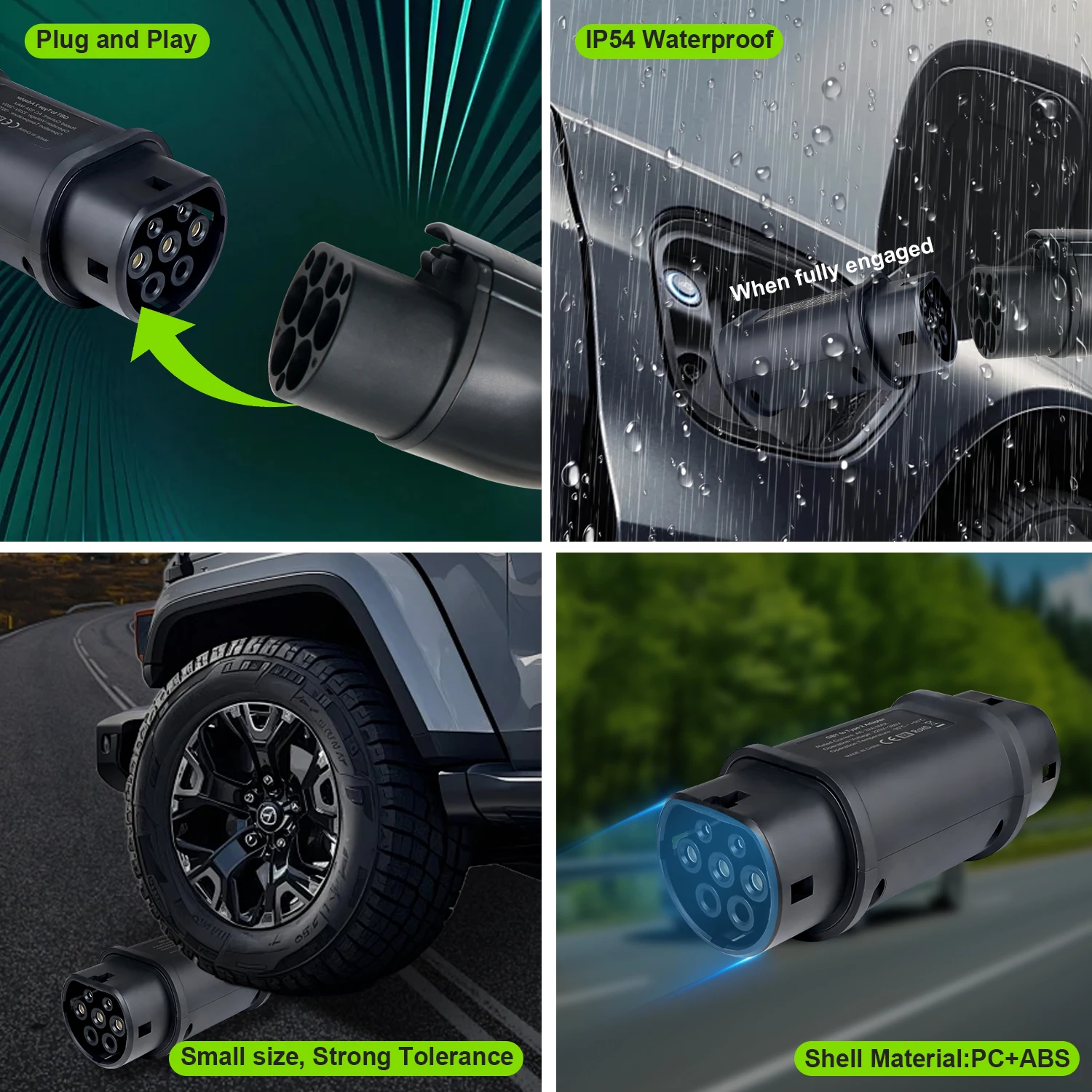32A 7KW IP54 GBT to Type 2 EVSE Charging Adapter 22KW GBT To IEC 62196 Type2 Standard Electric Vehicle Charging Connector