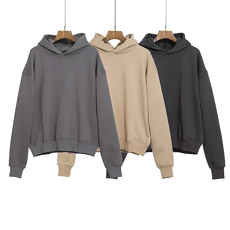 Kanye West Season 6 Solid Color Hoodie with Velvet Loose Winter Men's Sportswear