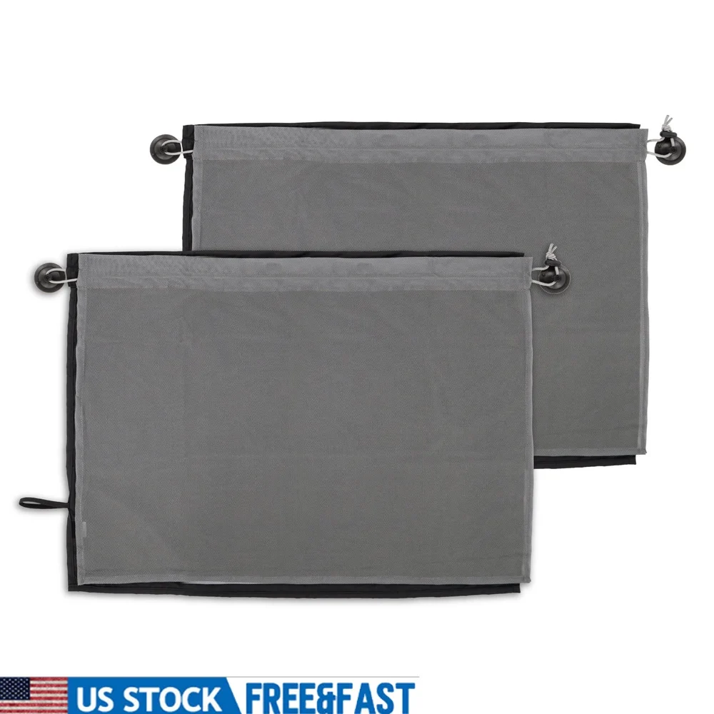 Universal Side Window Suction Cup Car Curtain Sun Shade Double Layer UV Protection Privacy 2 Counts Easy Storage Vehicle