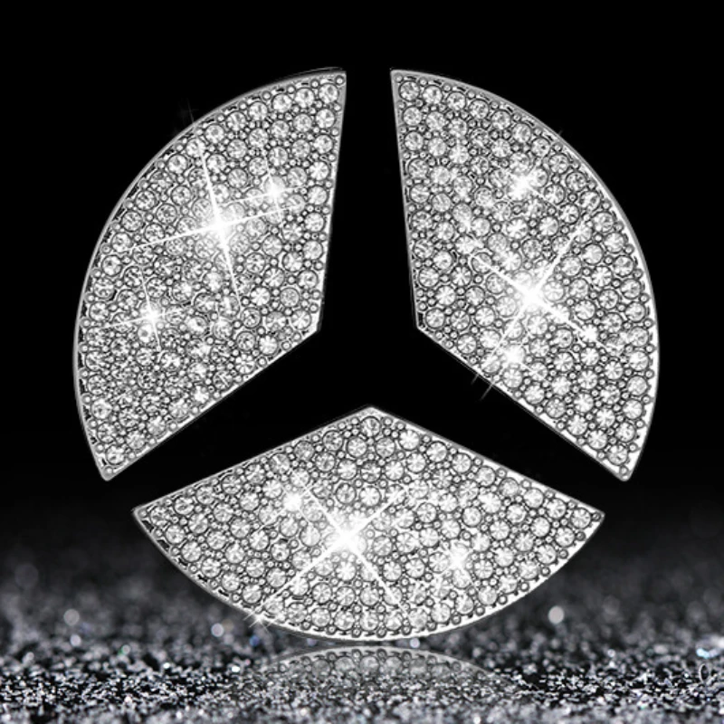 45/50mm Car Steering Wheel Emblem Crystal Diamond Sticker For Mercedes Benz A B C E Class GLA CLA GLC GLK GLE Series Accessories