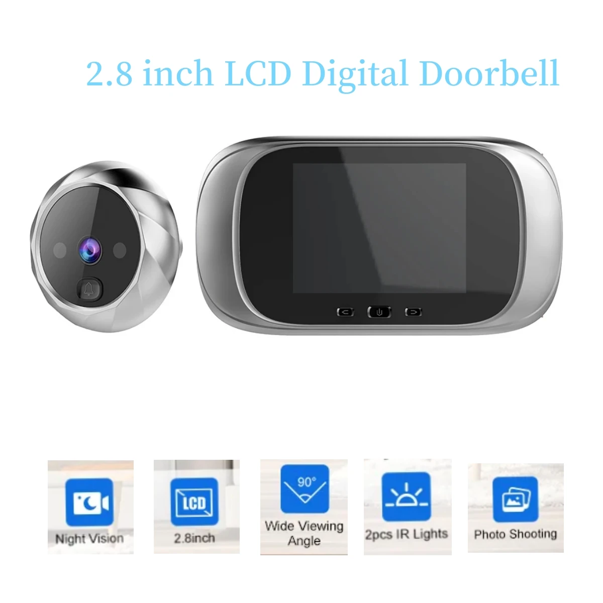 2.8 inch LCD Digital Peephole Doorbell 90 Degree Door Eye Door Viewer Camera Night Vision Photo Door Ring Monitor Anti Theft Cam