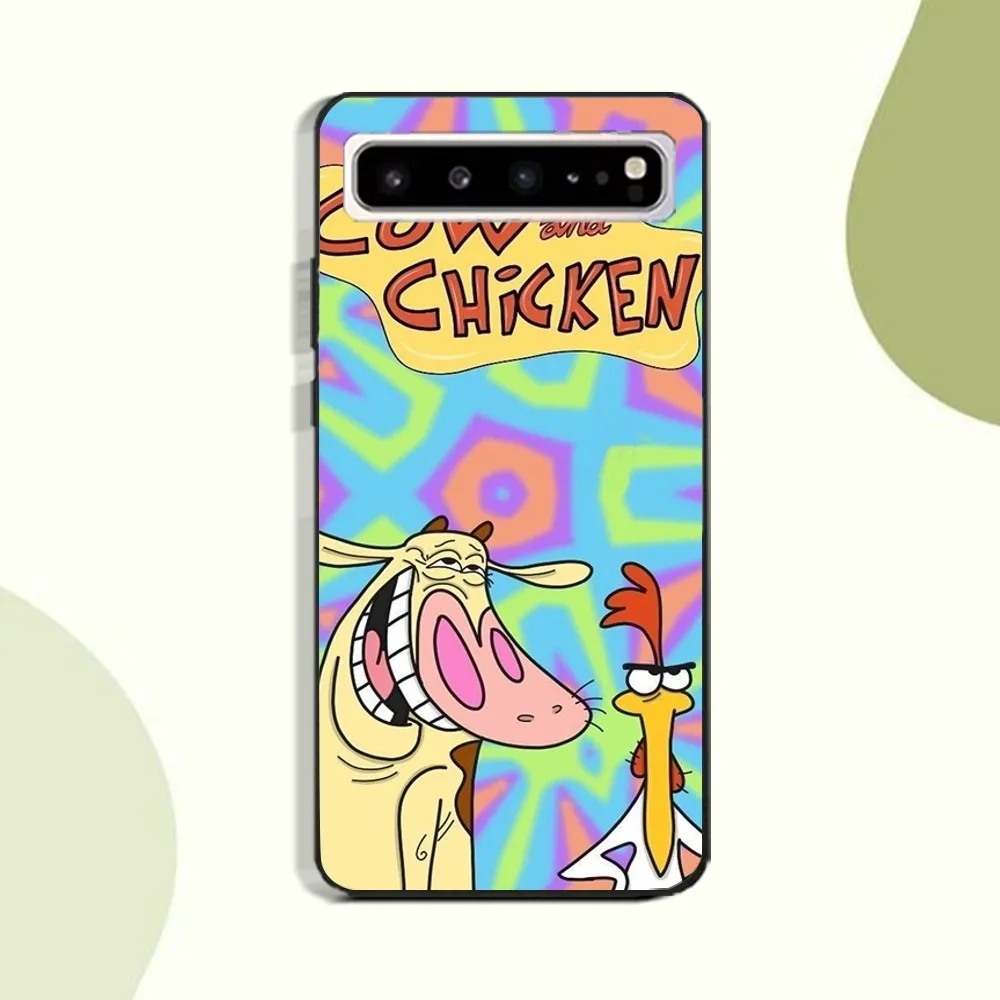 Cartoon C-Cow And Chicken Phone Case For Samsung Galaxy A52 A12 A51 S21 Edge S22ULTRA S23 S20LITE Plus Ultra Black Cover