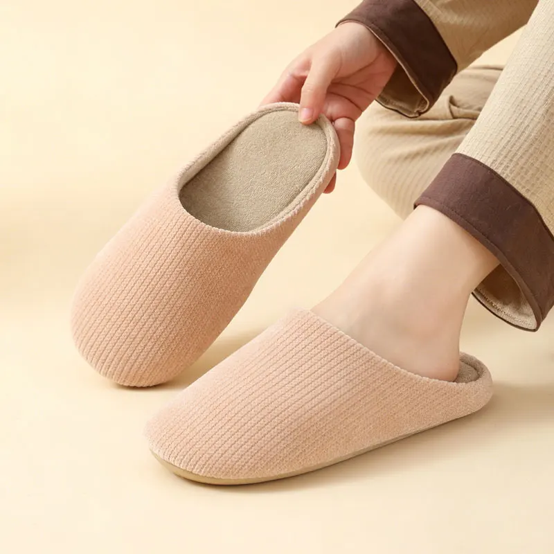 Winter Women's Slippers Indoor Solid Color Warm Bedroom Anti-slip Lightweight Comfort Breathable Couple Home Shoes