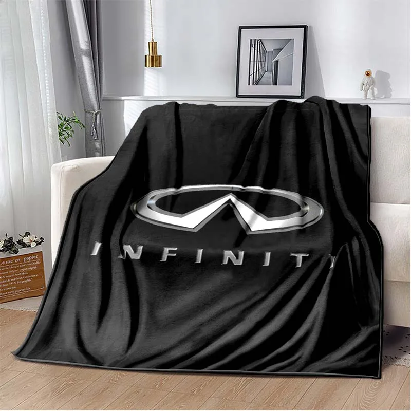 I-Infiniti Car Logo Print Flannel Blanket Soft Warm All Season Throw For Sofa Bedroom Couch Indoor Home Bedding Decor Holiday