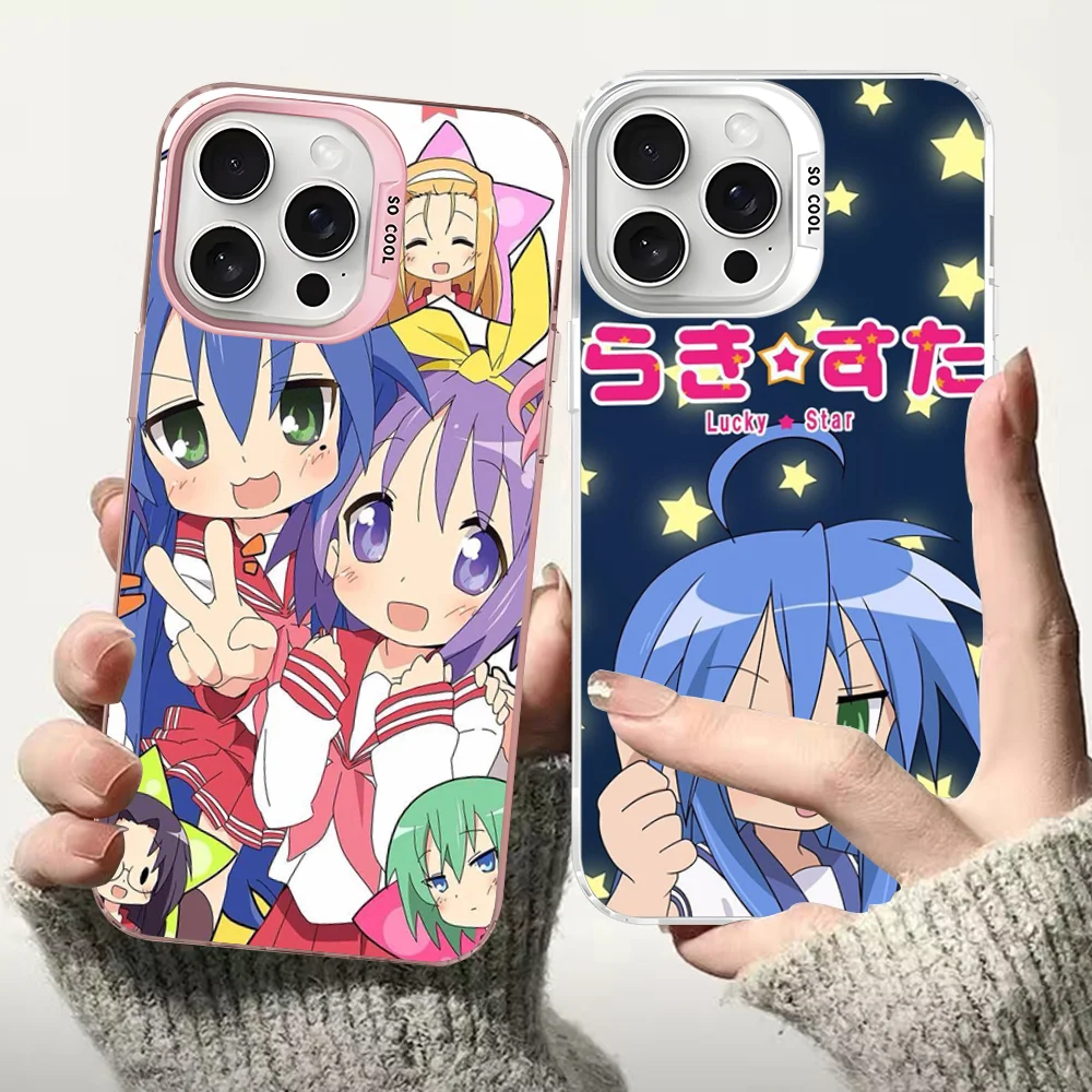 Japan Anime Girl Lucky Star Phone Case For iPhone 16 15 14 13 12 11 Pro Max X XR XSMAX Matte Shockproof Back Cover