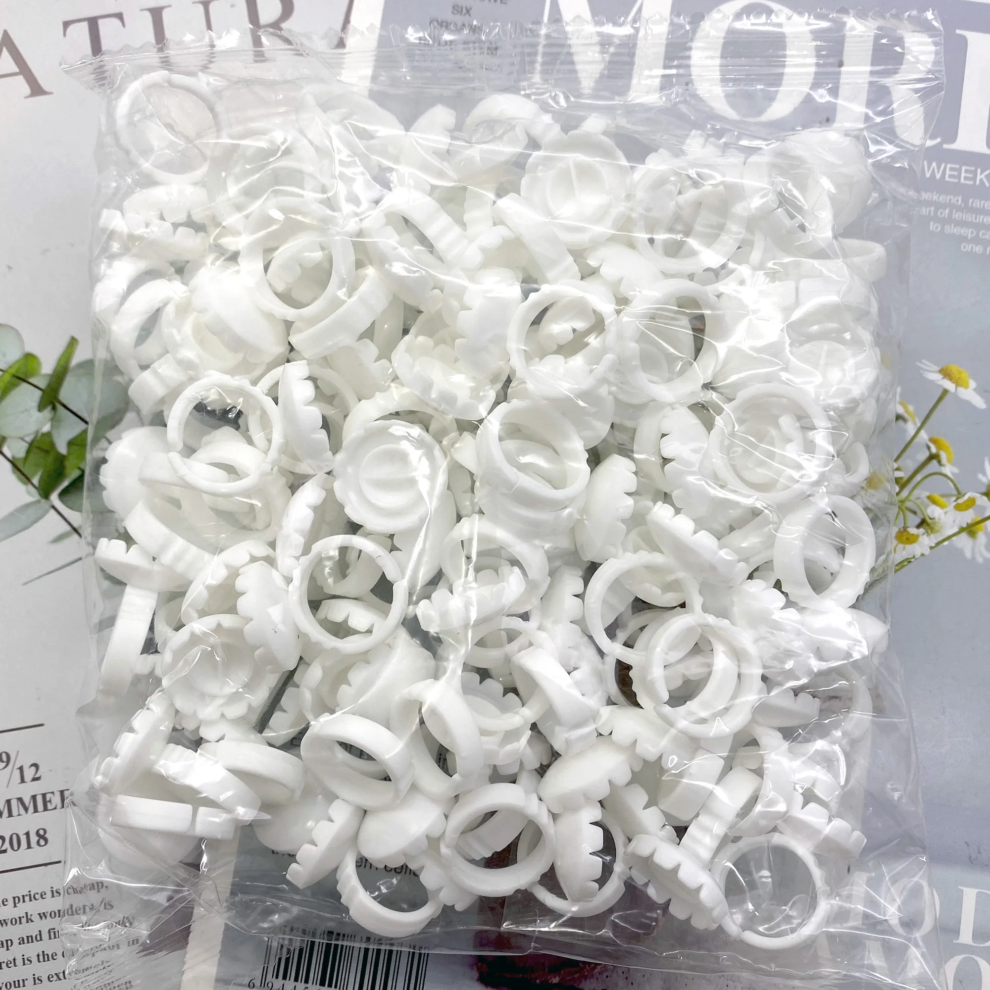 100Pcs Wimpern Kleber Fan Tasse Ringe Halter Verzögerung Tassen Container Tattoo Pigment Wimpern Verlängerung Werkzeuge Lash Liefert Großhandel – Detail 9