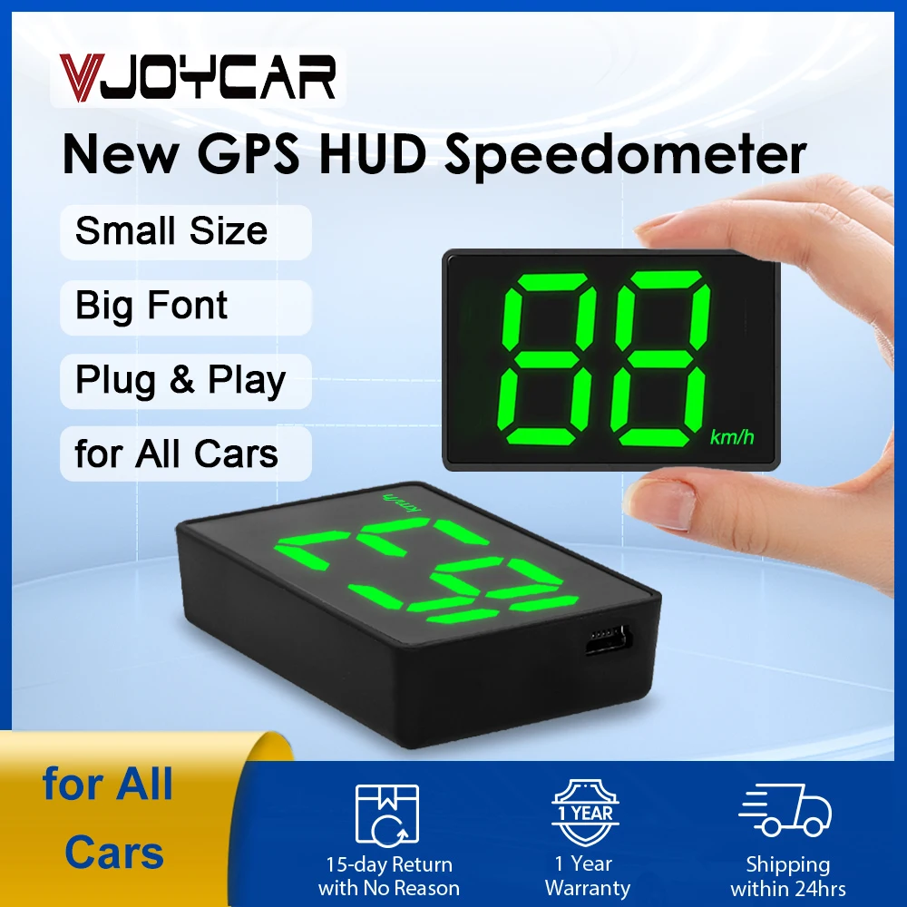 Vjoycar-velocímetro GPS para todos los coches, accesorio electrónico de 2 colores, Plug and Play, Fuente Grande, tamaño pequeño, Pantalla Completa