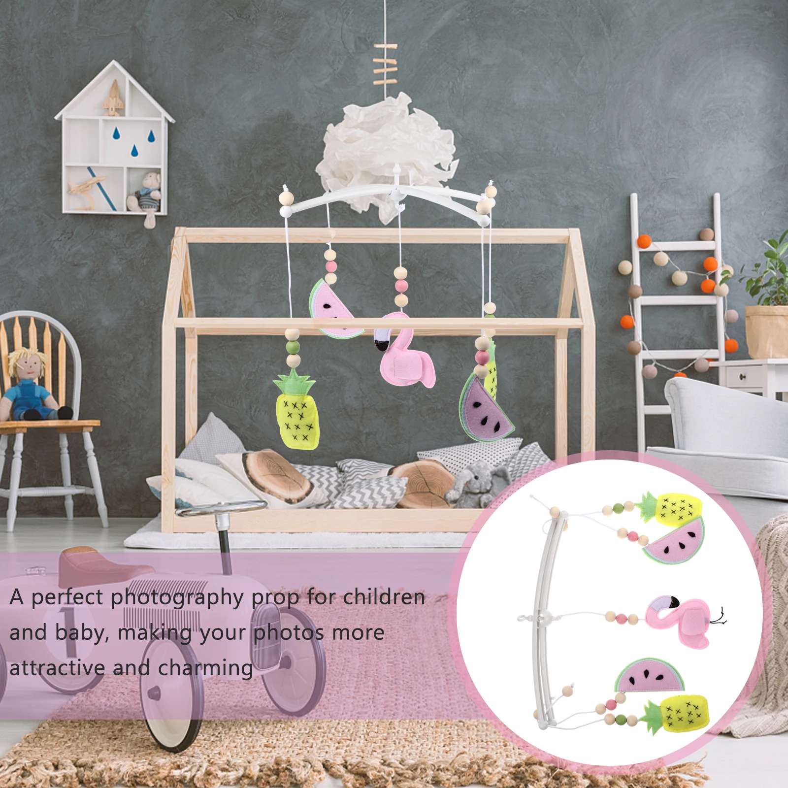 

Baby Bed Bell Ornament Nursery Mobile Toy Crib Felt Wind Chime Stroller Pendant Decor Newborn