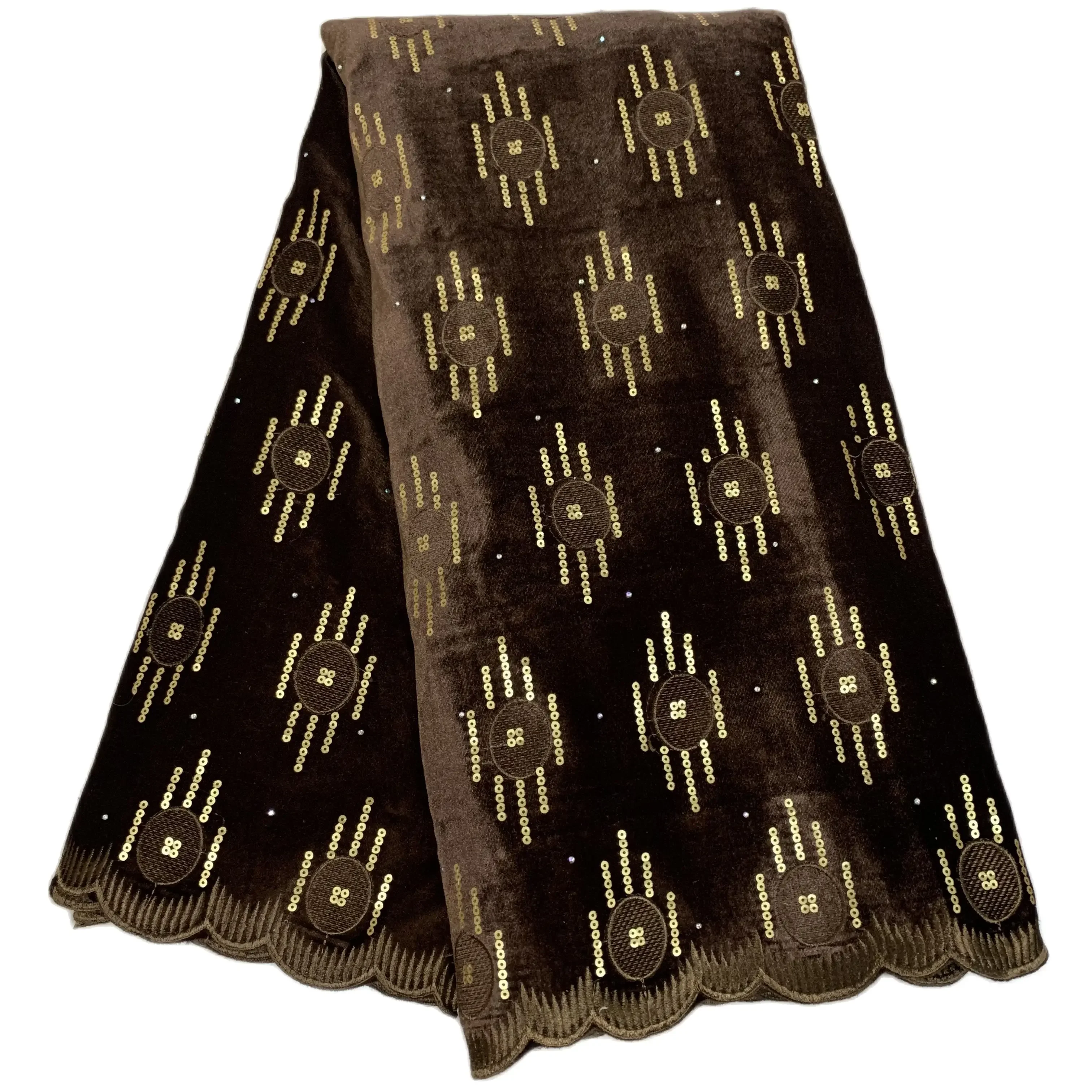 

African Velvet Lace Fabric for Dresses 2025 Latest Nigerian French with Sequins Korea Material Embroidered Flocking Fabric