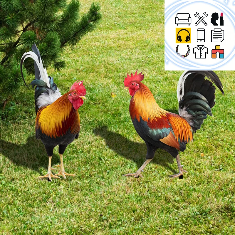 1pcsGarden Rooster Statue Acrylic Chicken Sculpture For Yard Decor Weatherproof Hen Figurine For Farm Patio Lawn Back Yard Home