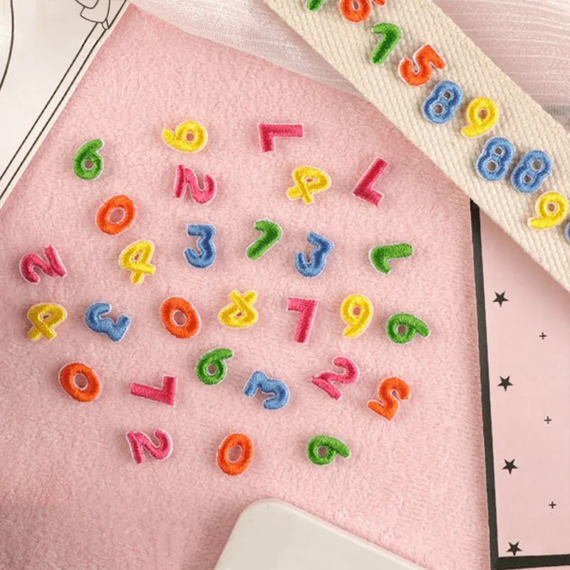 10PCS Mini Number 0-9 Iron On Embroiered Patches,DIY Clothes Ball Suit Number Mark Number Label