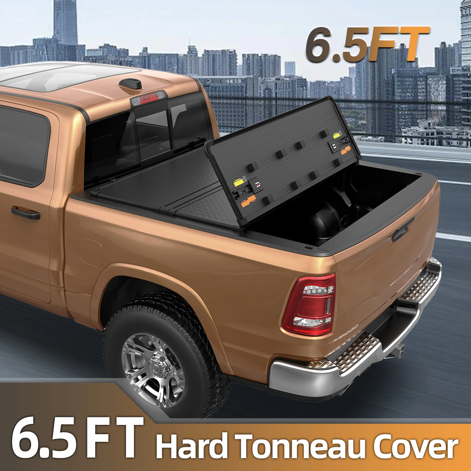 

Тройной твердый чехол для грузовой кровати высотой 6,5 футов для Dodge Ram 1500 2002-2026 гг.