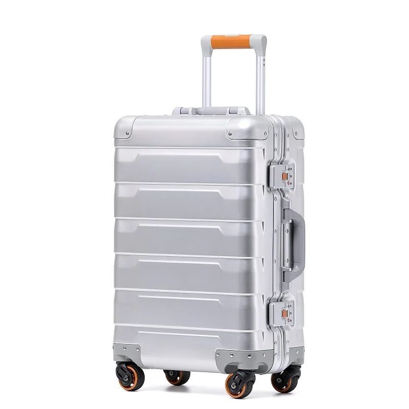 New Aluminum Magnesium Alloy Suitcases on Wheels Trolley Case Metal Luggage Boarding Cabin Travel Suitcase with Wheels 20 inch