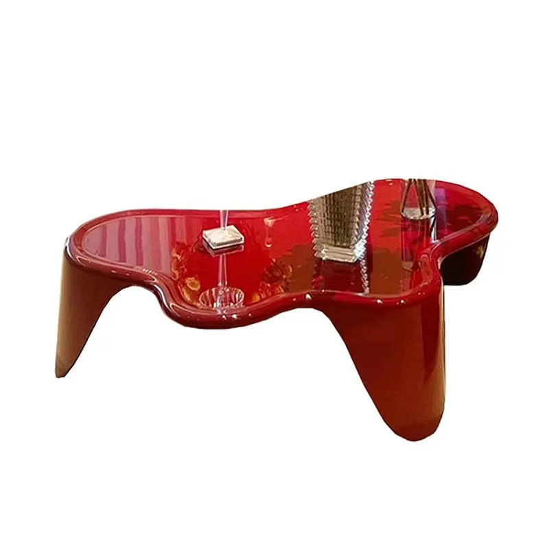✗X Elegant Modern Red Sloth Coffee Table Fiberglass Curved Tea Table Round End Table Living Room Indoor Outdoor Furniture&