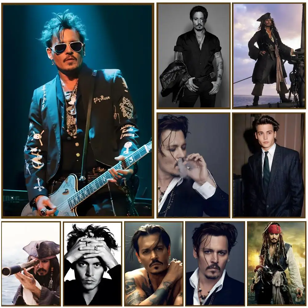 Johnny Depp Actor Celebrity Poster Self-adhesive Advanced Aesthetic Printing Paper Wall Art for Living Room Home Decor