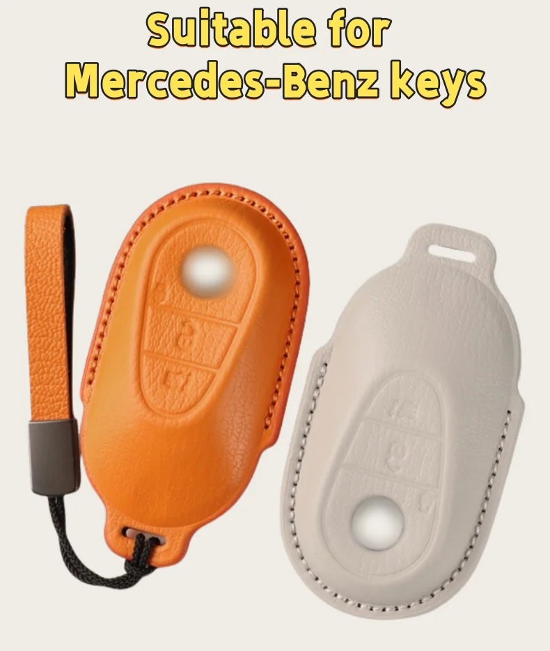 

For Mercedes-Benz C-Class Leather Key Case GLC E-Class, EQE New E-Class C260L E300 Goatskin For men and women car accessories