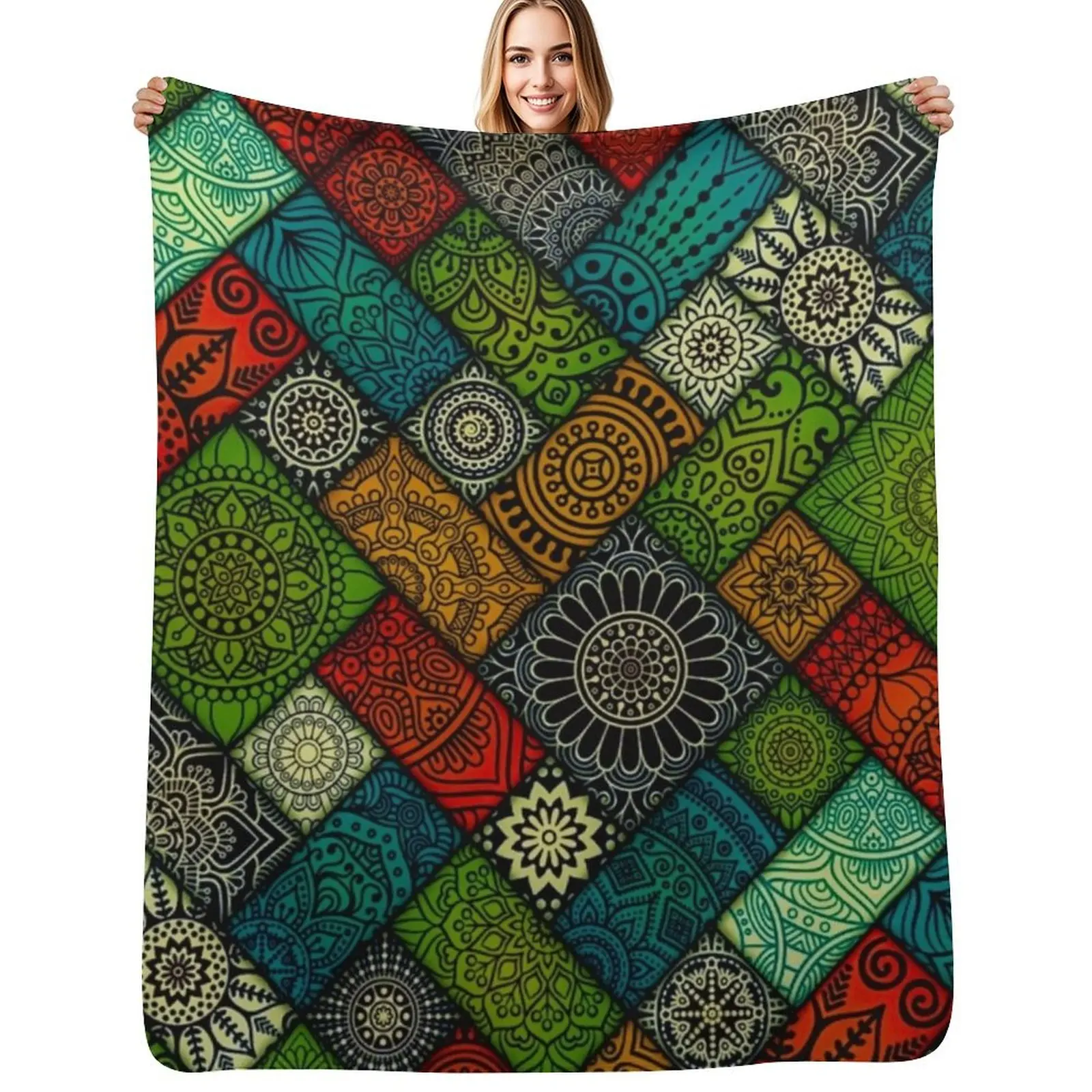 

colourful geometric floral pattern Throw Blanket Cute Plaid Bed Fashionable Decorative Sofas Baby Blankets