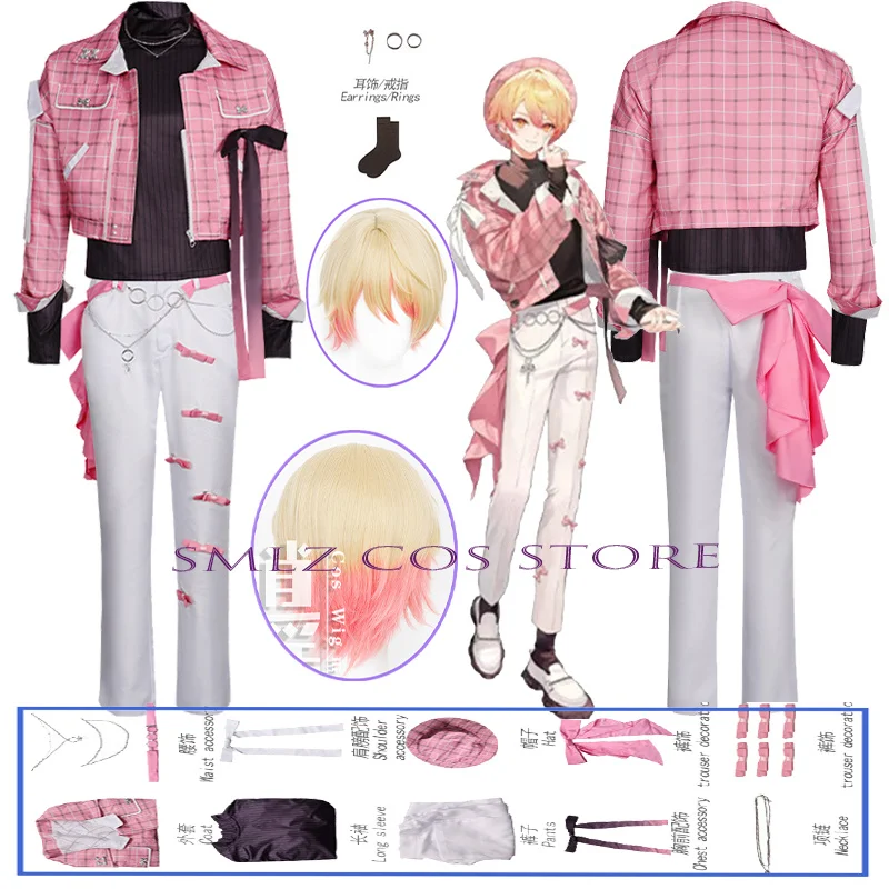 

Cherry Blossom Bow Tenma Tsukasa Cosplay 2026 Anime JPSK Costume idol Man Pink Coat Uniform Prop Wig Set Halloween Play Outfit