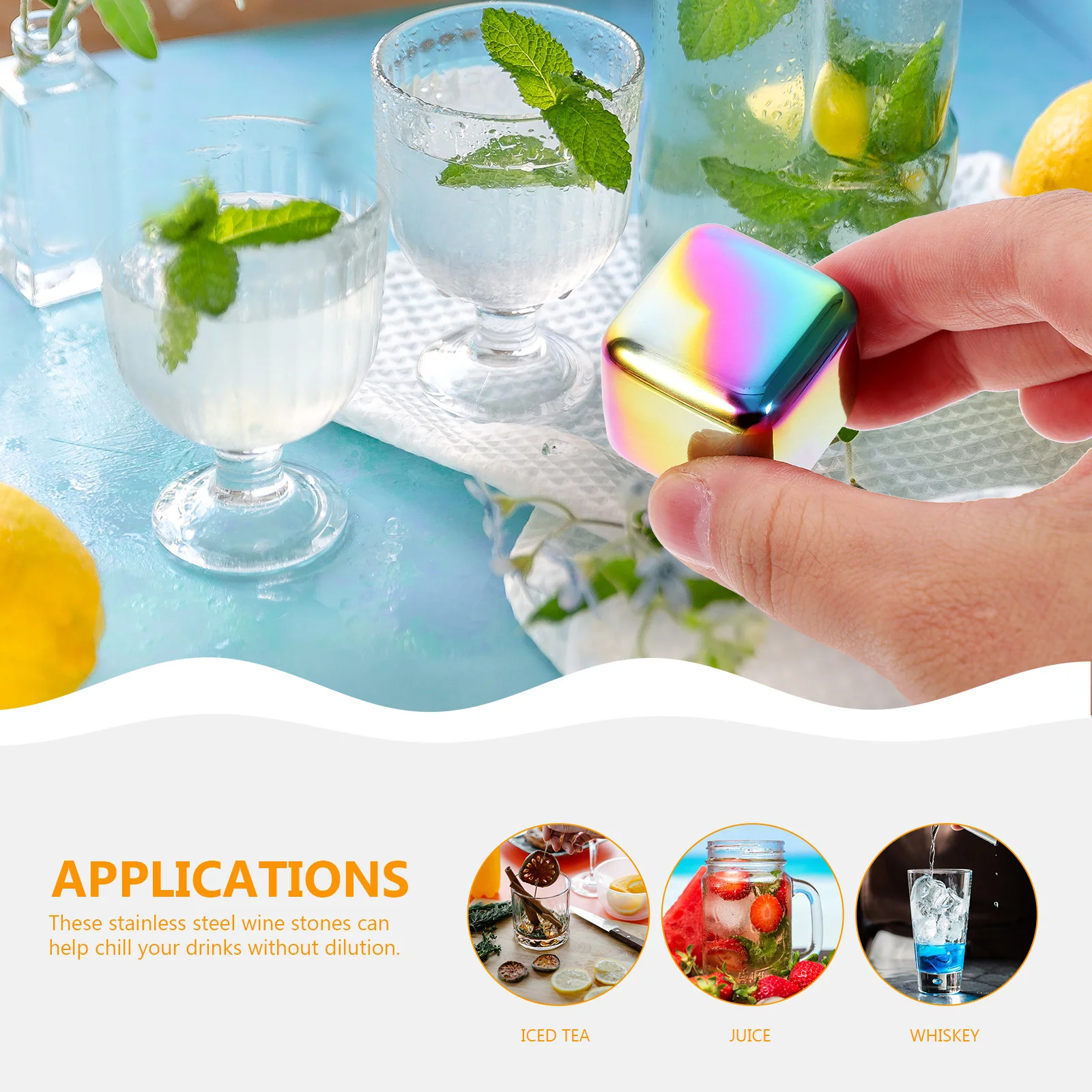 

4pcs Stainless Steel Whiskey Stones Reusable Ice Cubes Chilling Rocks For Wine Drink Accessories Metal Cubes Household Gift