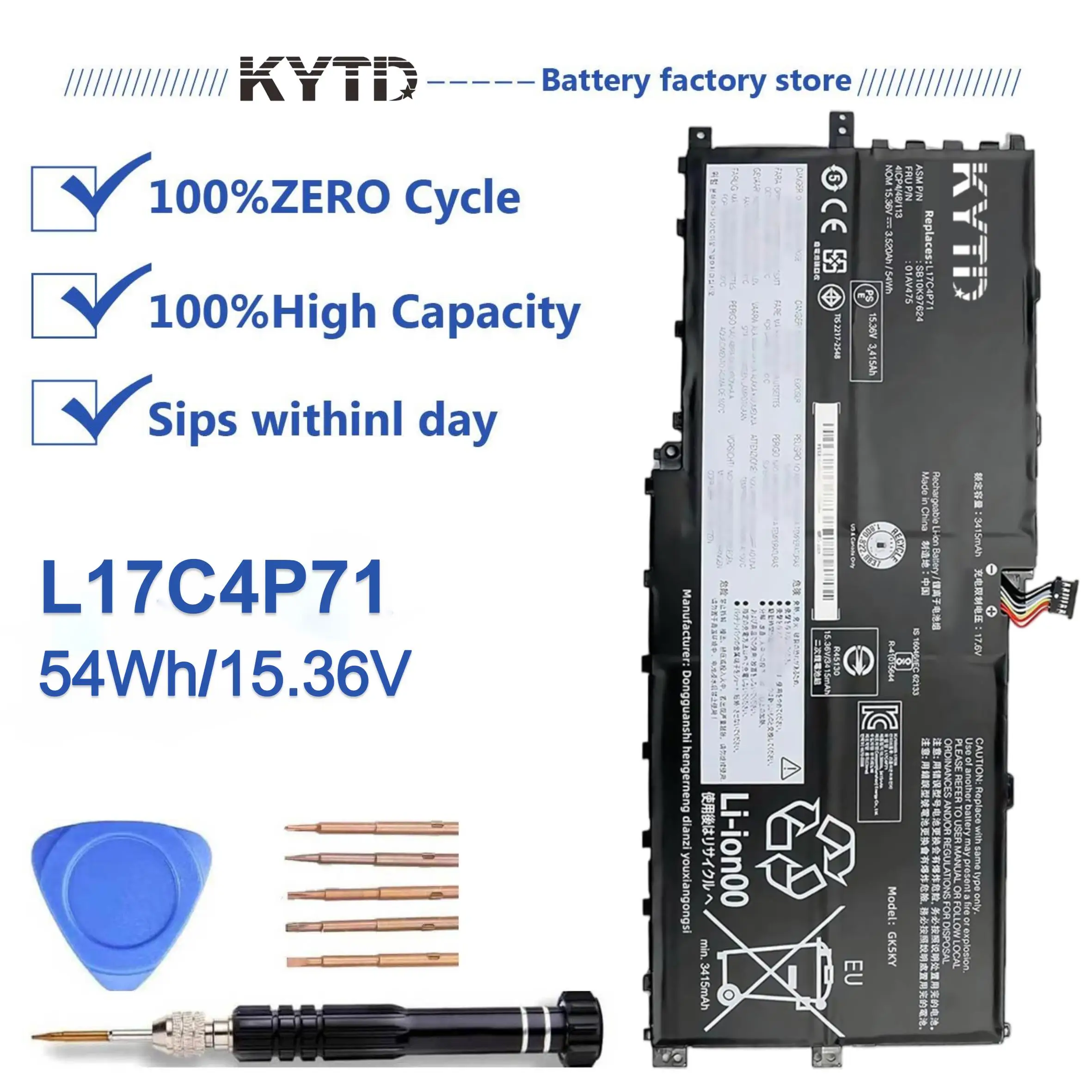 

KYTD 01AV475 L17C4P71 SB10K97624 L17M4P71 SB10K97623 01AV474 L17M4P73 SB10K97638 01AV499 02DL003 battery for Lenovo ThinkPad