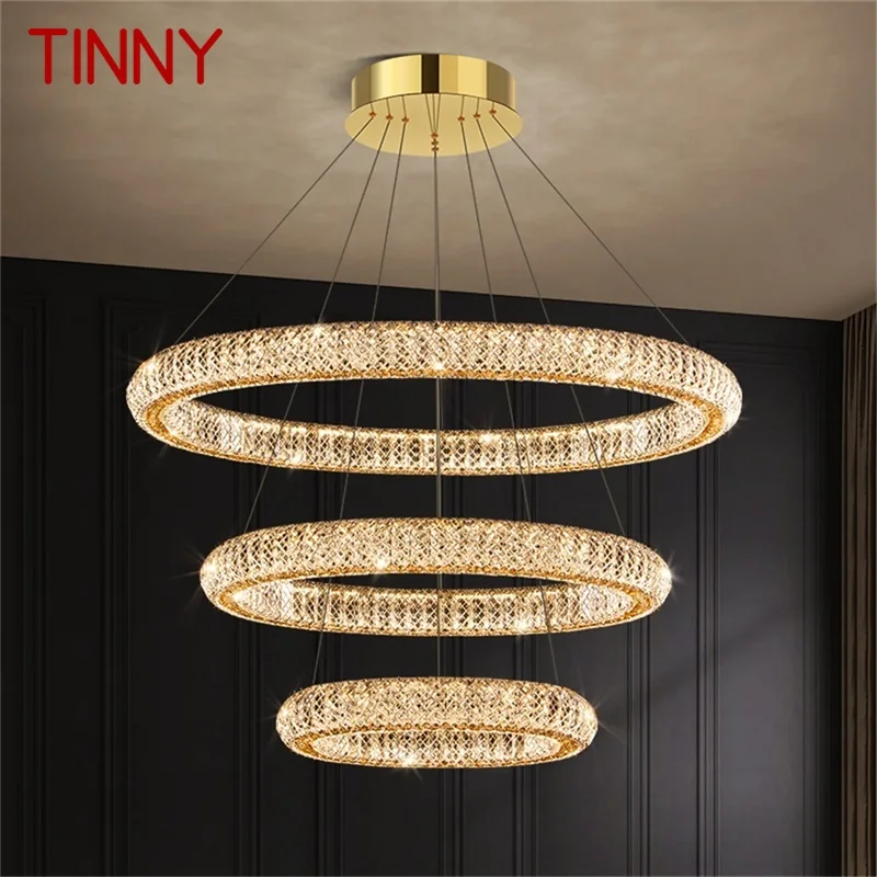 

TINNY Modern Pendant Lamp Crystal Round Rings LED Luxury Fixtures Decorative Chandelier For Home Living Room Bedroom