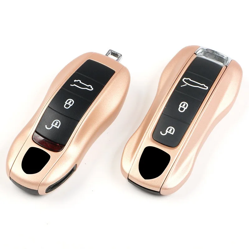 Car Key Case Fob Shell Cover Neodymium Gold for Porsche Panamera Maycan Taycan 911 718 Boxster Cayman