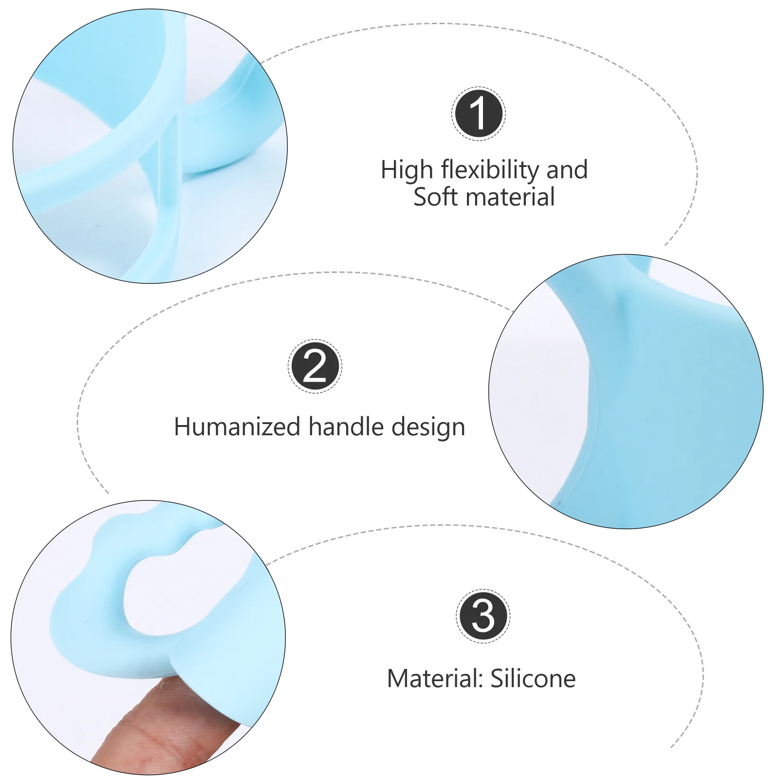 

1pc Milk Bottle Silicone Handle 6Cm Super Wide Mouth Baby Feeding Holder Hollow Double Handle Design High Temperature