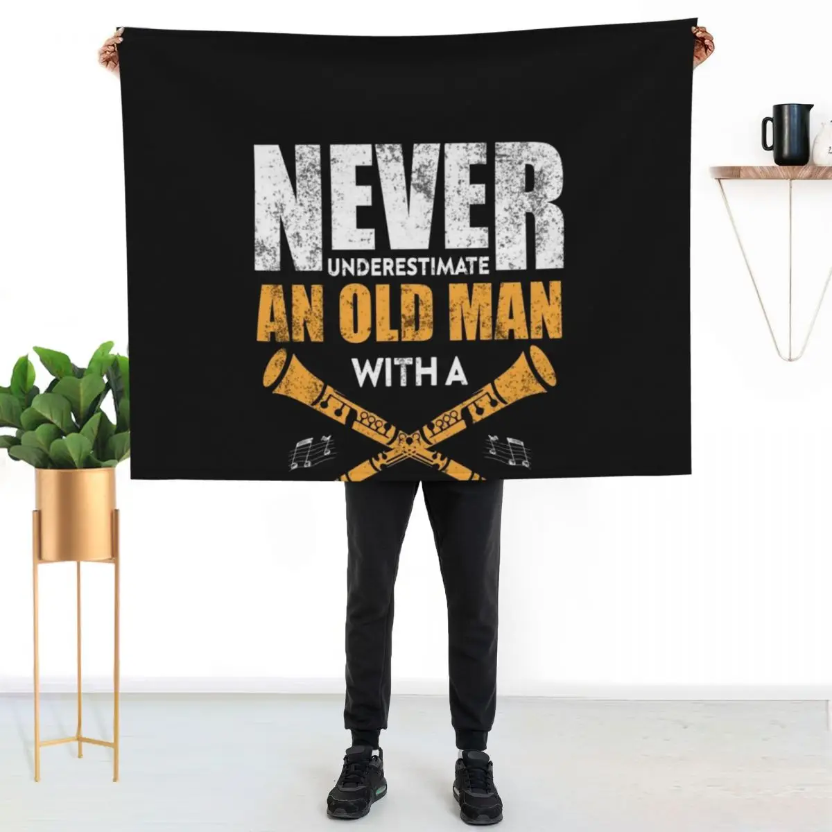 Clarinetist Dad Grandpa Clarinet Throw Blanket Bed linens warm for winter funny gift Giant Sofa Soft Plaid Blankets