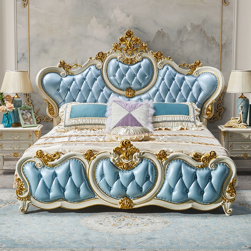 

Princess King Size Double Bed Modern Luxury Pretty Aesthetic Queen Comferter Bed Villa European Cama Matrimonial Furniture Home