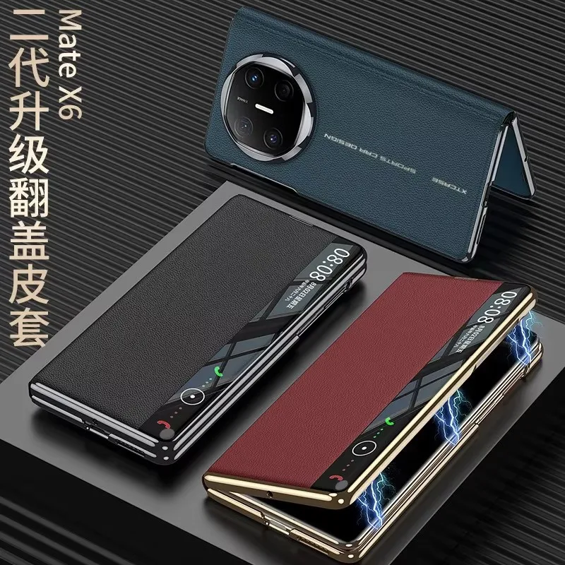 Etui na telefon Huawei Mate X6 z magnetycznym ładowaniem bezprzewodowym, gładkie etui ochronne z platerowaną ramką obiektywu, pełne pokrycie Mate X6. — zdjęcie produktu 3