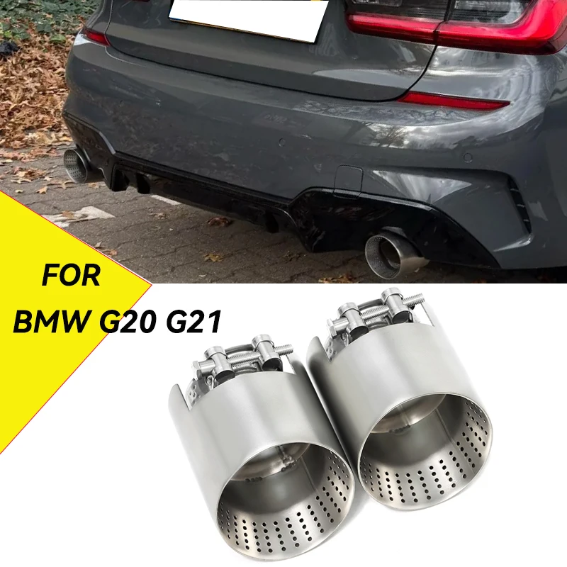 

2pcs/lot Direct Plug Matte Stainless Steel Exhaust Tip For BMW 3 Series G20 G21 330i G22 G26 420i 430i Exhaust Tips Nozzle