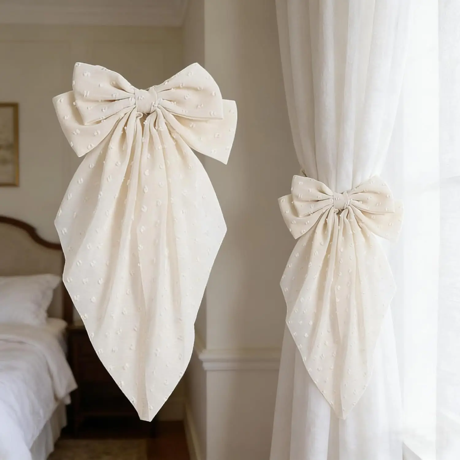 2PCS Bowknot Curtain Tiebacks Curtain Clip Holders Tieback Buckle Clips Curtain Straps Accessories Home Decor