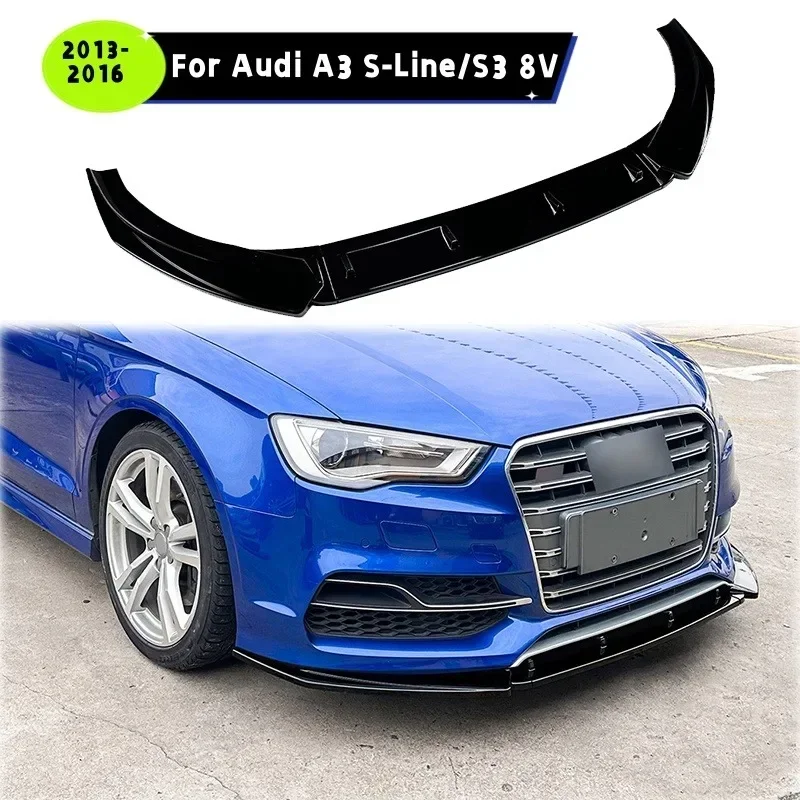 For Audi A3 S-Line S3 8V Pre-Facelift 2013-2016 Car Front Bumper Lip Spoiler Splitter Front Bumper Lip Cap Chin Spoiler Guard