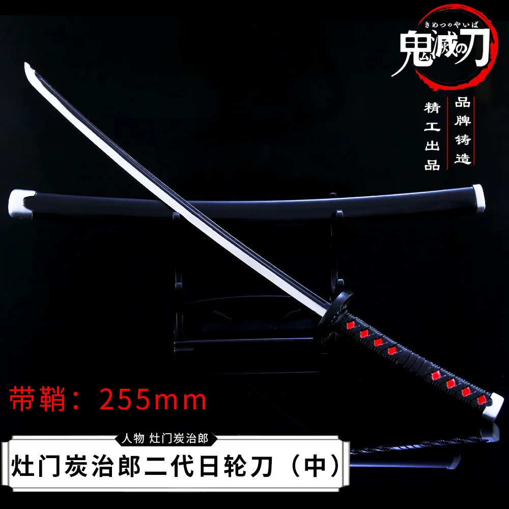 25cm Demon Slayer Knife Crafts Swords Model Toy Tanjirou Katana Anime Ghost Killer Metal Weapon Props Collection Toy Home Decor