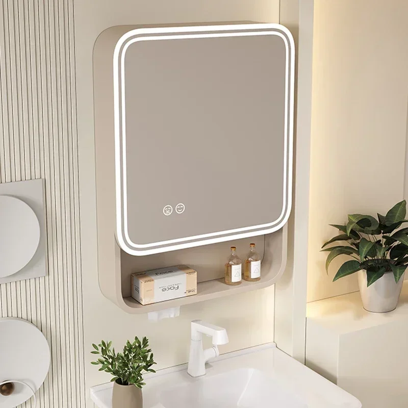 c13-European-style Bathroom Mirror Cabinet Wall-mounted Storage Waterproof and Rust-proof Frame Aluminum Furniture Arredo BagnoC