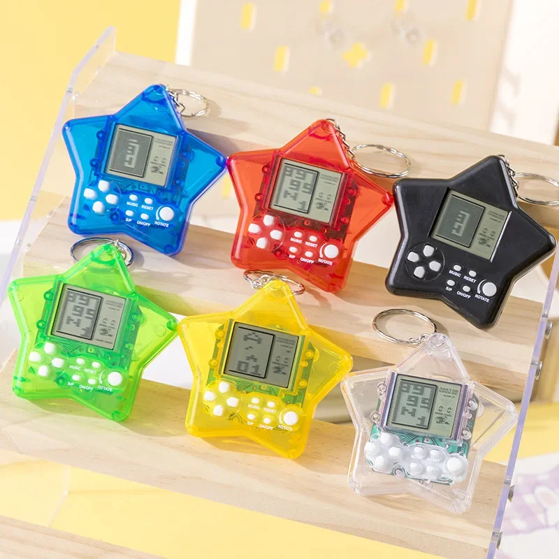 Pocket Size Star Retro Game Console Keychain Multicolor Mini Electronic Gaming Toy Bag Charm Birthday Present