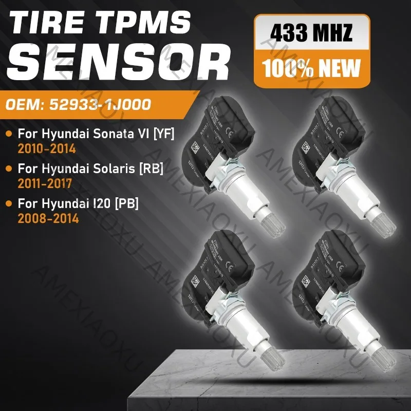 4Pcs Car TIRE PRESSURE SENSOR 433MHz TIRE SENSOR 52933-1J000 529331J000 TPMS KIA FOR 2009 2010 2011 2012 KIA SORENTO II (XM) AME