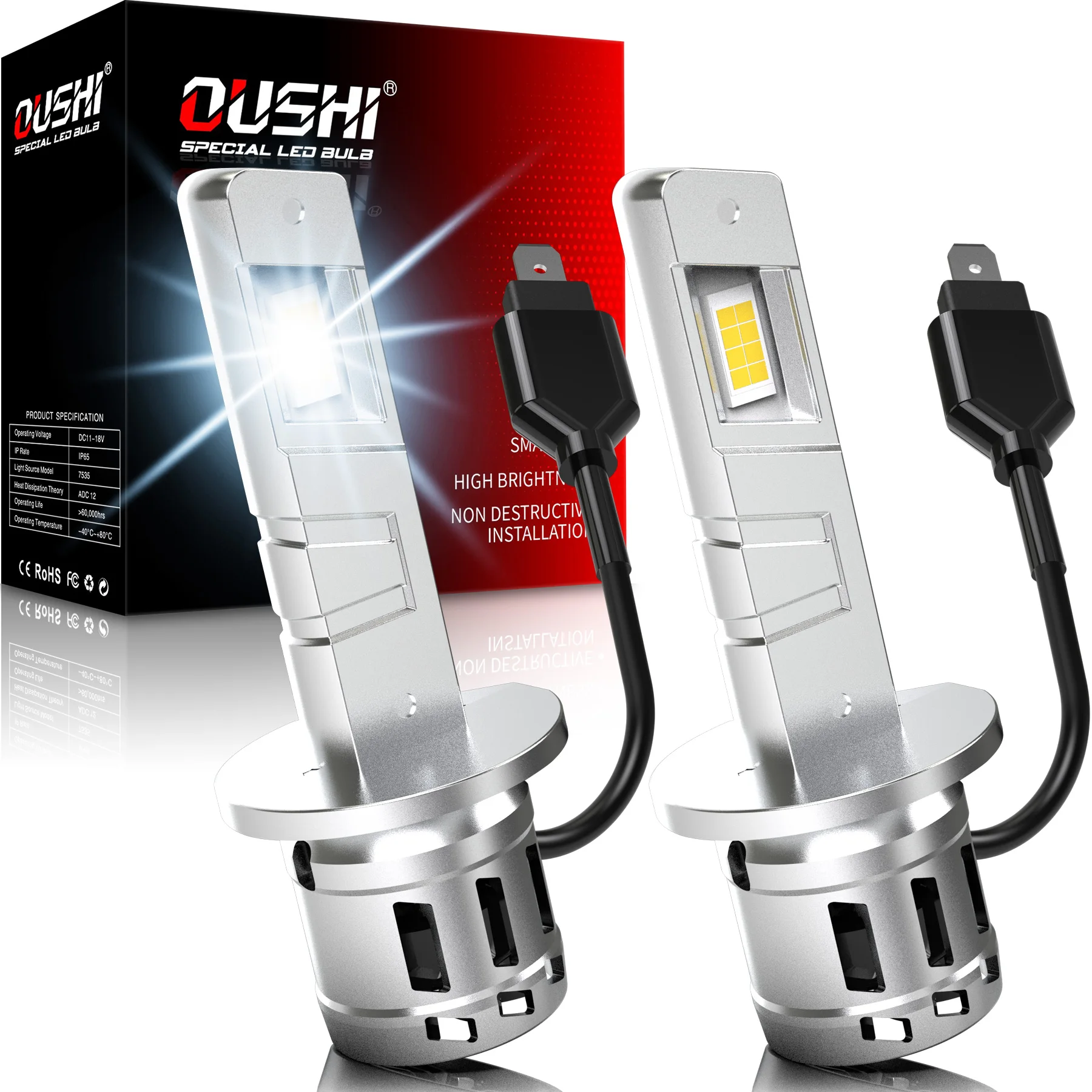 

OUSHI 2 шт. H1 Автомобильная светодиодная лампа для фар Супер яркая 6000K белая лампа H1 высокой мощности без адаптера для Land Rover Range Rover