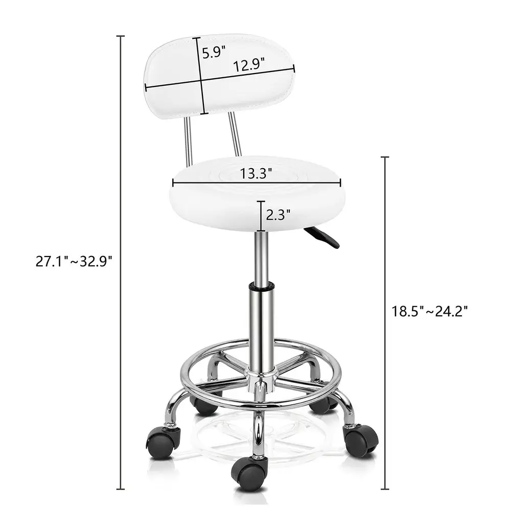 Adjustable Rolling Hydraulic Salon Chair Stool with Backrest,360Degree Rolling Wheel,for Therapist Beauty Spa Hairdressing Mass