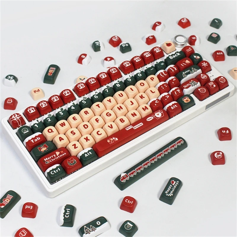 Enhances Your Keyboard with Stylish Christmas Keycaps for 61/87/96/98/104/108 Mechanical Keyboard Enjoy Precise Typing