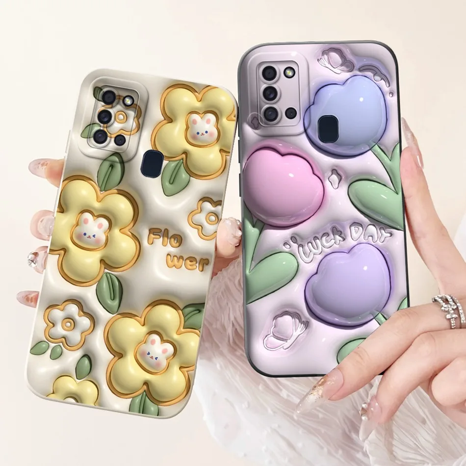 For Samsung Galaxy A21s Cute Panda Rabbit Cartoon Soft Silicone Case For Samsung A21S SM-A217F Camera Protective Phone Cases