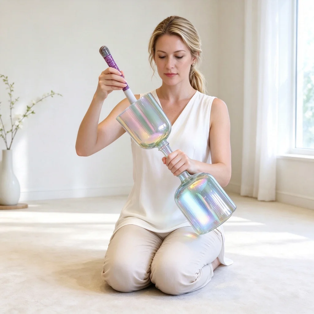 STAR LINKUP Crystal Singing Bowl Twin Holy Chalice Alchemy Sound Therapy Meditation Healing Instrument