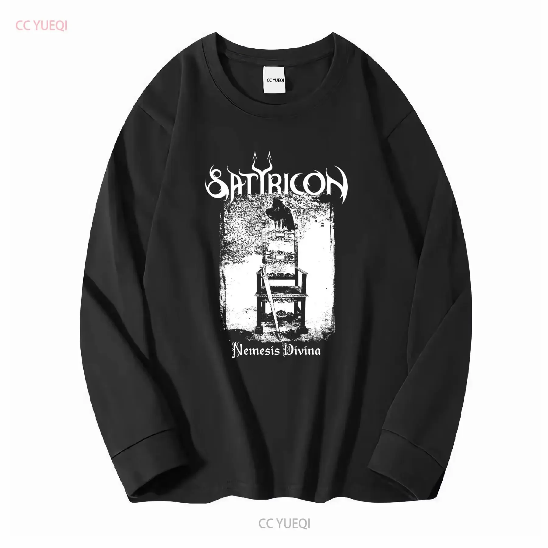 Rare SATYRICON Nemesis Divina Black Men T Shirt Size S to 3XL Fans HC593 long or short sleeves vintage Washed homme Stretched