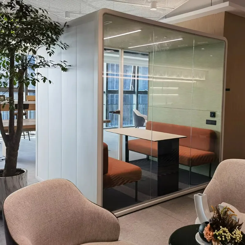 Movable Acoustic Office Pod Soundproof Meeting Booth With LED Light And Power Outlet For Outdoor And Open Work Environments