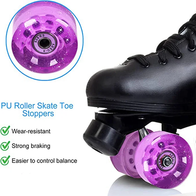 A89E-8-Piece 32 X 58Mm 82A Roller Skates with Bearings, for Indoor or Outdoor Use, with Wrench for Wheel Removal Purple