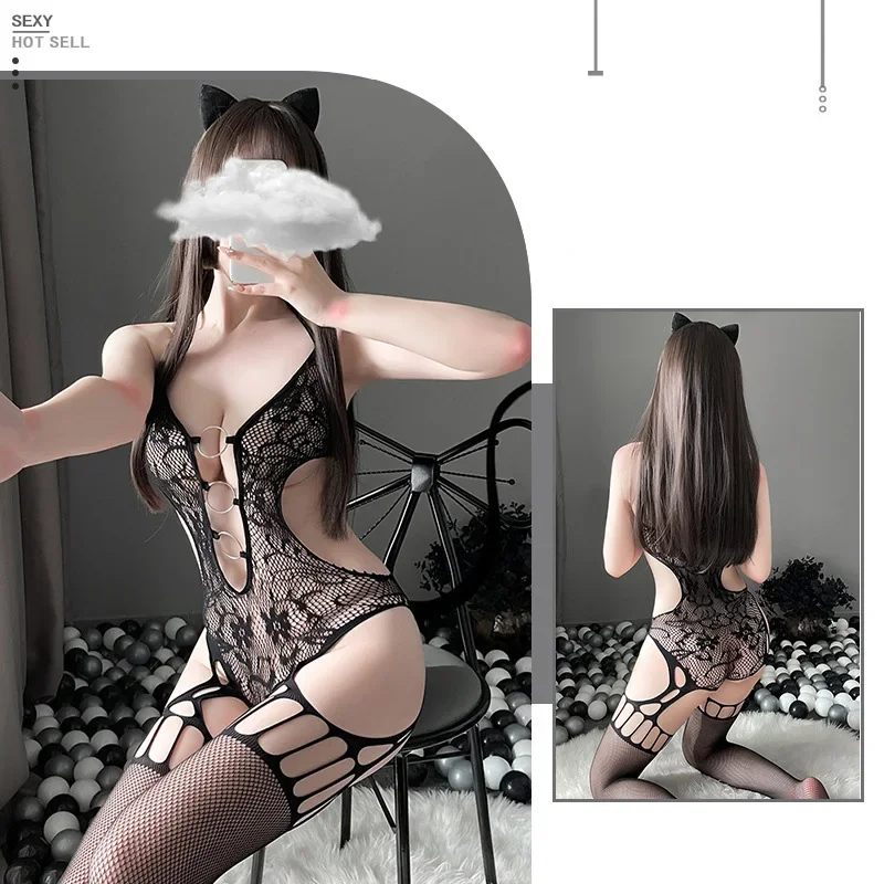 Sexy lingerie Hollow out tight binding with exposed breasts perspective sexy hot underwear women crotchless lingere set sexshop