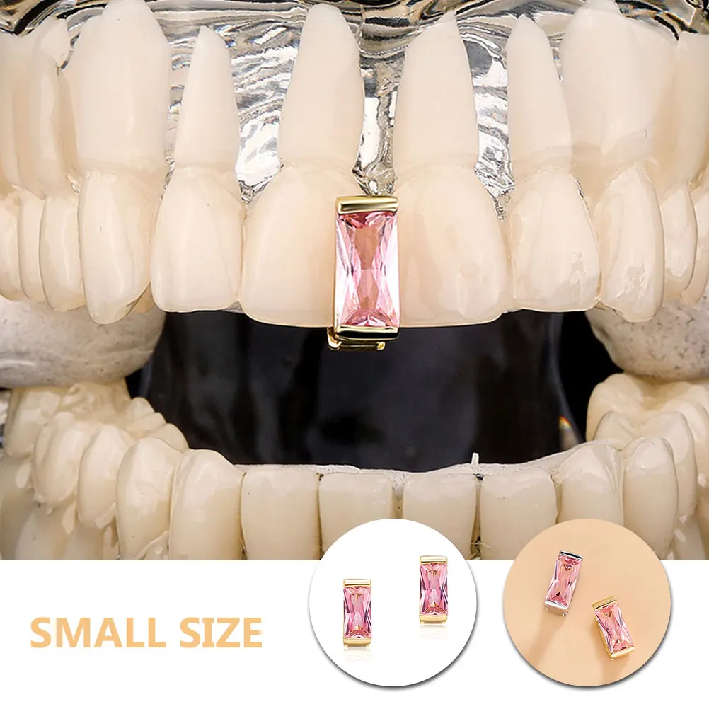 

2 Pcs Large Zircon Braces Jewellery for Women Tooth Jewelry Grill Mouth Decoration Grills Flat Mens Hip-hop Supplies