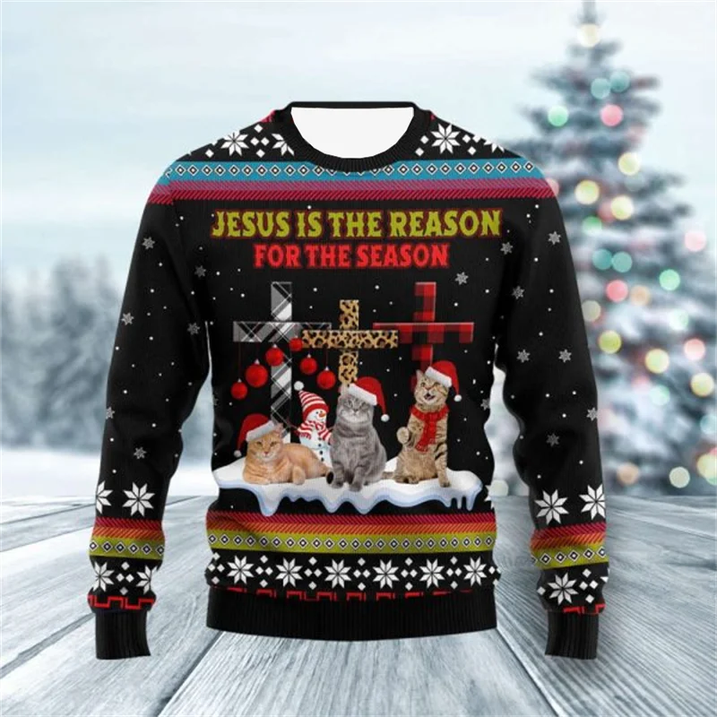 مضحك نمط القبيح عيد الميلاد رجل البلوزات الملابس ثلاثية الأبعاد طباعة الحيوان حفلة النساء بلوزات البلوفرات غير رسمية رجل سترة الملابس