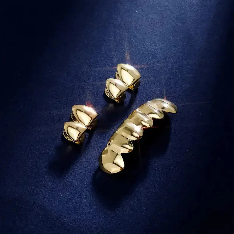 3CPS/Set Gold Silver-Plated Hip Hop Teeth For Mouth Grillz Caps Top&Bottom Grill Set vampire teeth for Halloween Party Sets